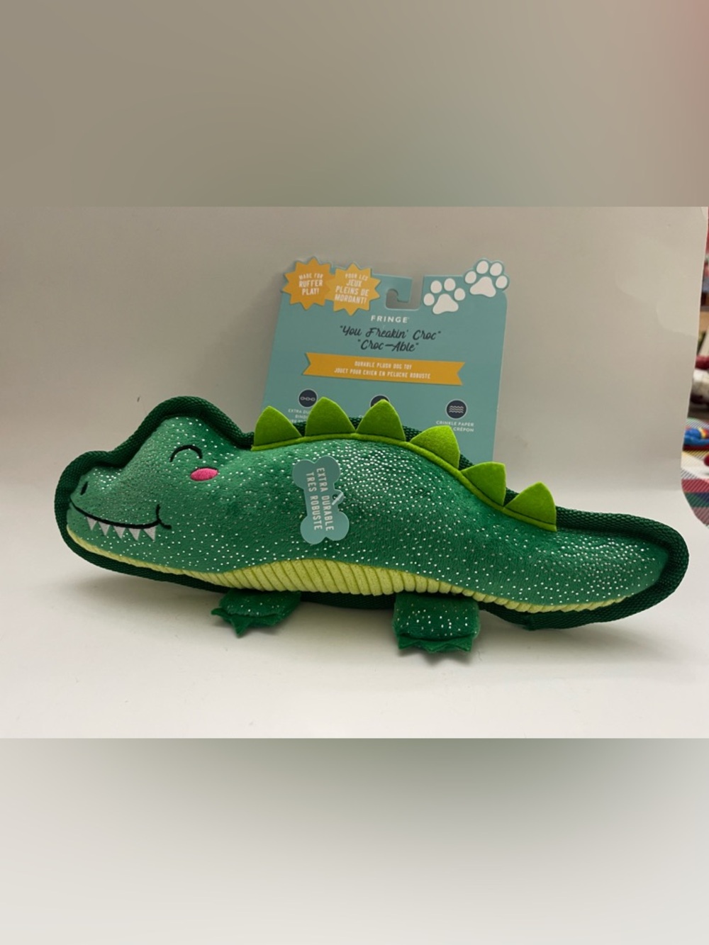 Fringe You Freakin’ Croc Squeaky/Crinkle Dog Toy